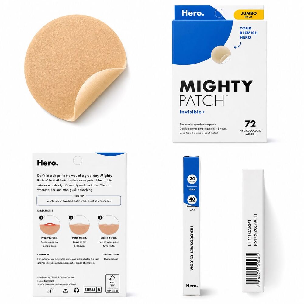 #3 Pack Hero Cosmetics Mighty Patch - 72ct Hydrocolloid Acne Pimple Patches